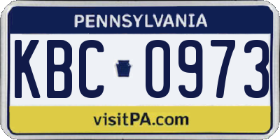 PA license plate KBC0973
