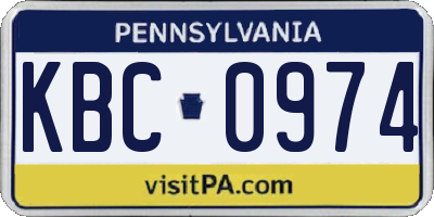 PA license plate KBC0974