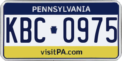 PA license plate KBC0975