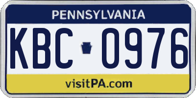 PA license plate KBC0976