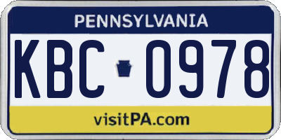 PA license plate KBC0978
