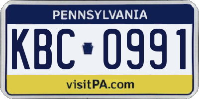PA license plate KBC0991