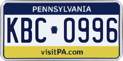 PA license plate KBC0996