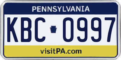 PA license plate KBC0997