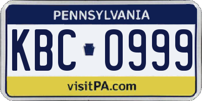 PA license plate KBC0999