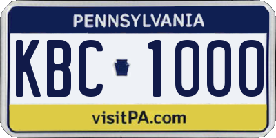 PA license plate KBC1000