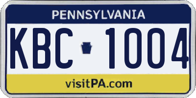 PA license plate KBC1004