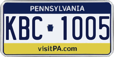 PA license plate KBC1005