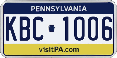 PA license plate KBC1006