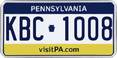 PA license plate KBC1008