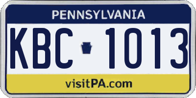 PA license plate KBC1013