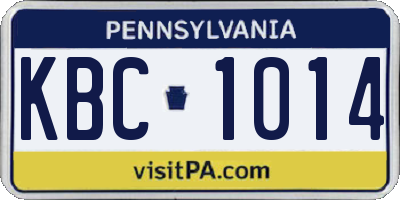 PA license plate KBC1014