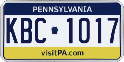 PA license plate KBC1017