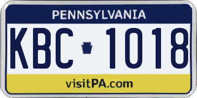 PA license plate KBC1018