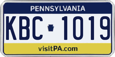 PA license plate KBC1019