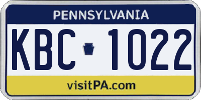 PA license plate KBC1022