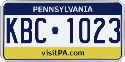 PA license plate KBC1023