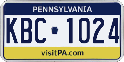 PA license plate KBC1024