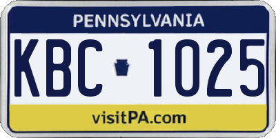 PA license plate KBC1025