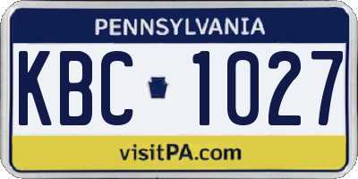 PA license plate KBC1027