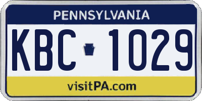 PA license plate KBC1029