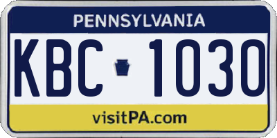 PA license plate KBC1030