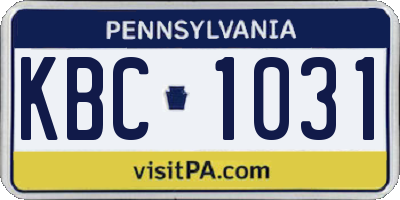 PA license plate KBC1031