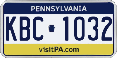 PA license plate KBC1032