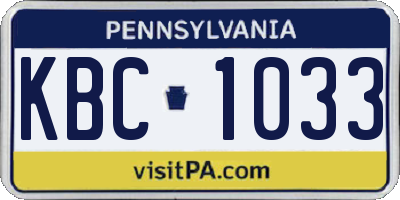 PA license plate KBC1033