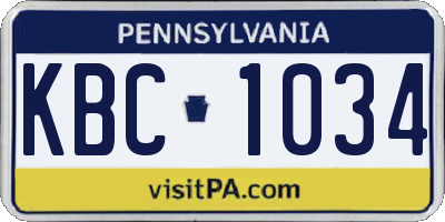 PA license plate KBC1034