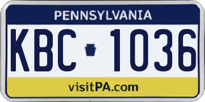 PA license plate KBC1036