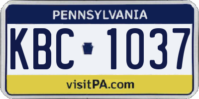 PA license plate KBC1037