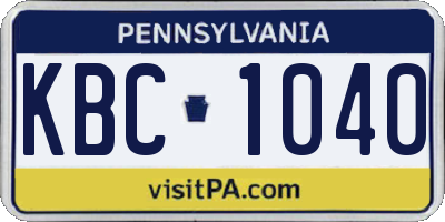 PA license plate KBC1040