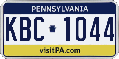 PA license plate KBC1044
