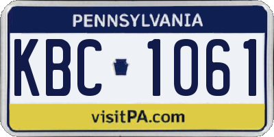 PA license plate KBC1061