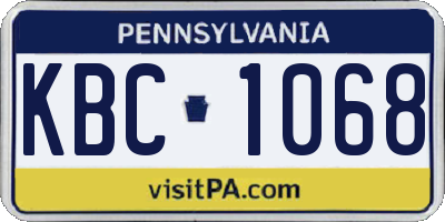 PA license plate KBC1068