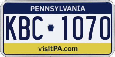 PA license plate KBC1070