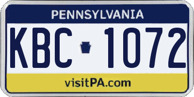 PA license plate KBC1072