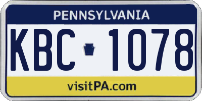 PA license plate KBC1078