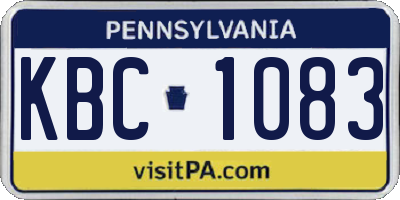 PA license plate KBC1083