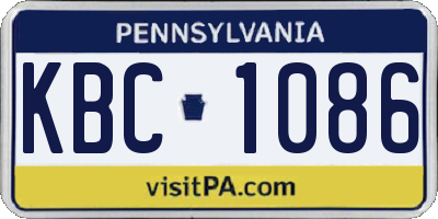 PA license plate KBC1086
