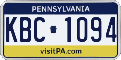 PA license plate KBC1094