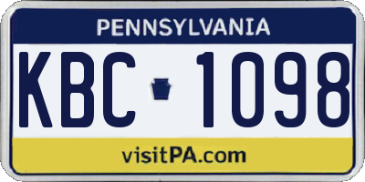 PA license plate KBC1098