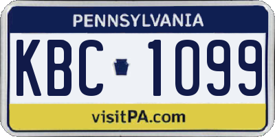 PA license plate KBC1099