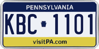 PA license plate KBC1101