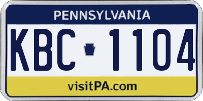 PA license plate KBC1104