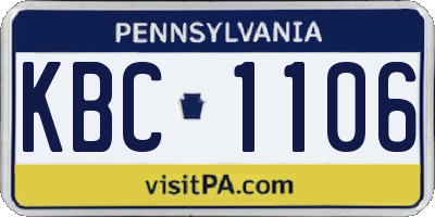 PA license plate KBC1106