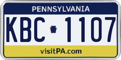PA license plate KBC1107