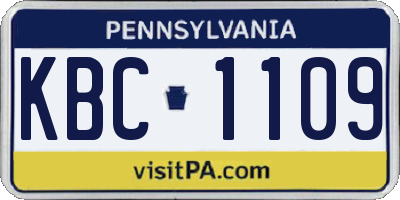PA license plate KBC1109