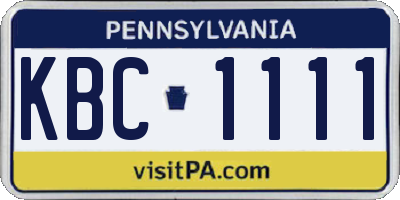 PA license plate KBC1111